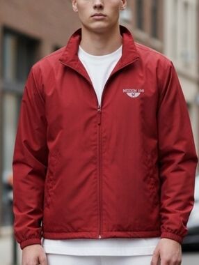 Weatherproof- Men's Red Nylon Jacket, 3 Zipperd Pockets, 1 Inside 2 Outside, XL